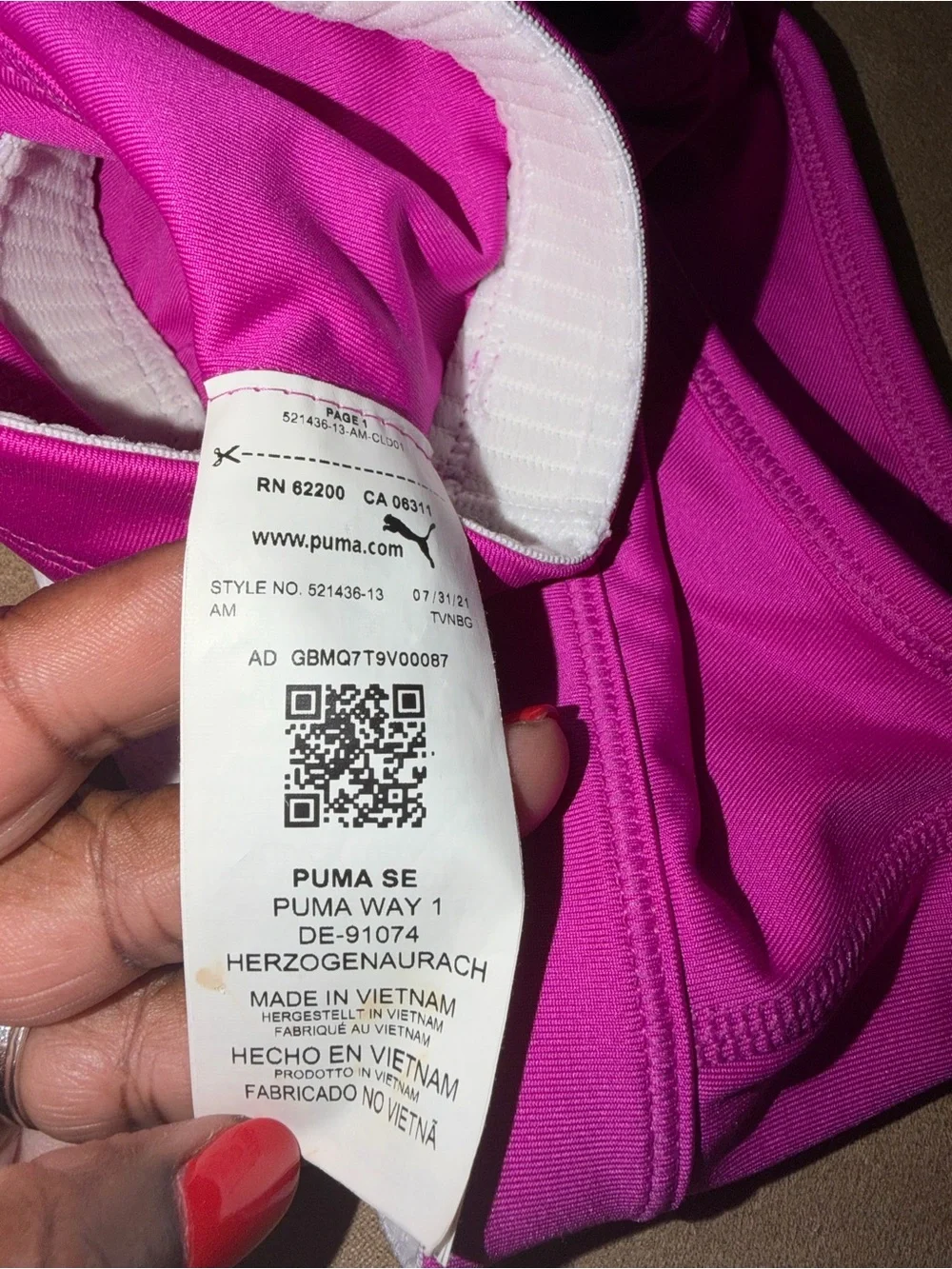Puma Hot Pink Racerback Sports Bra with Logo